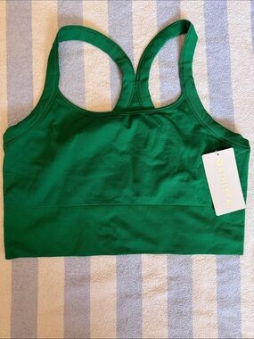Athleta Aurora Seamless Crop Rib Strappy Tank Kelly Green